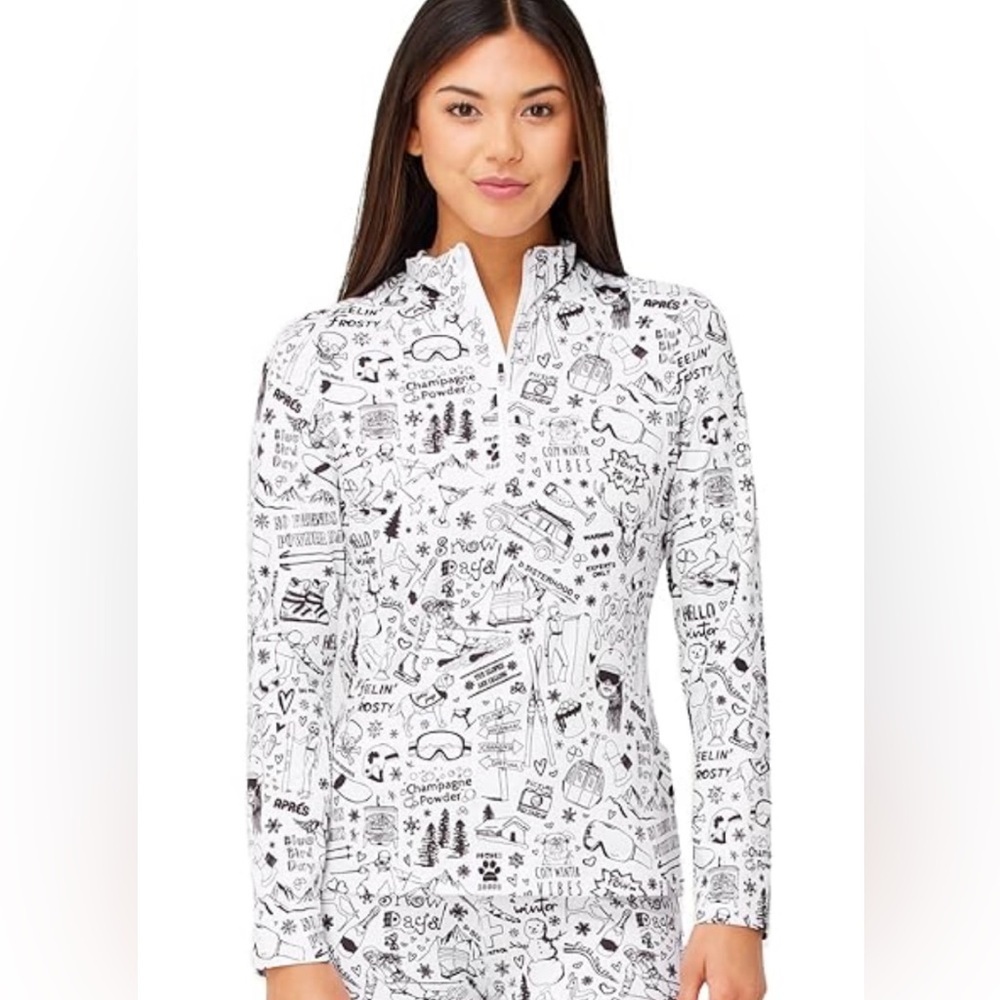 Krimson Klover Graffiti Top Baselayer  Women - White Sz XS 1/4 Zip
